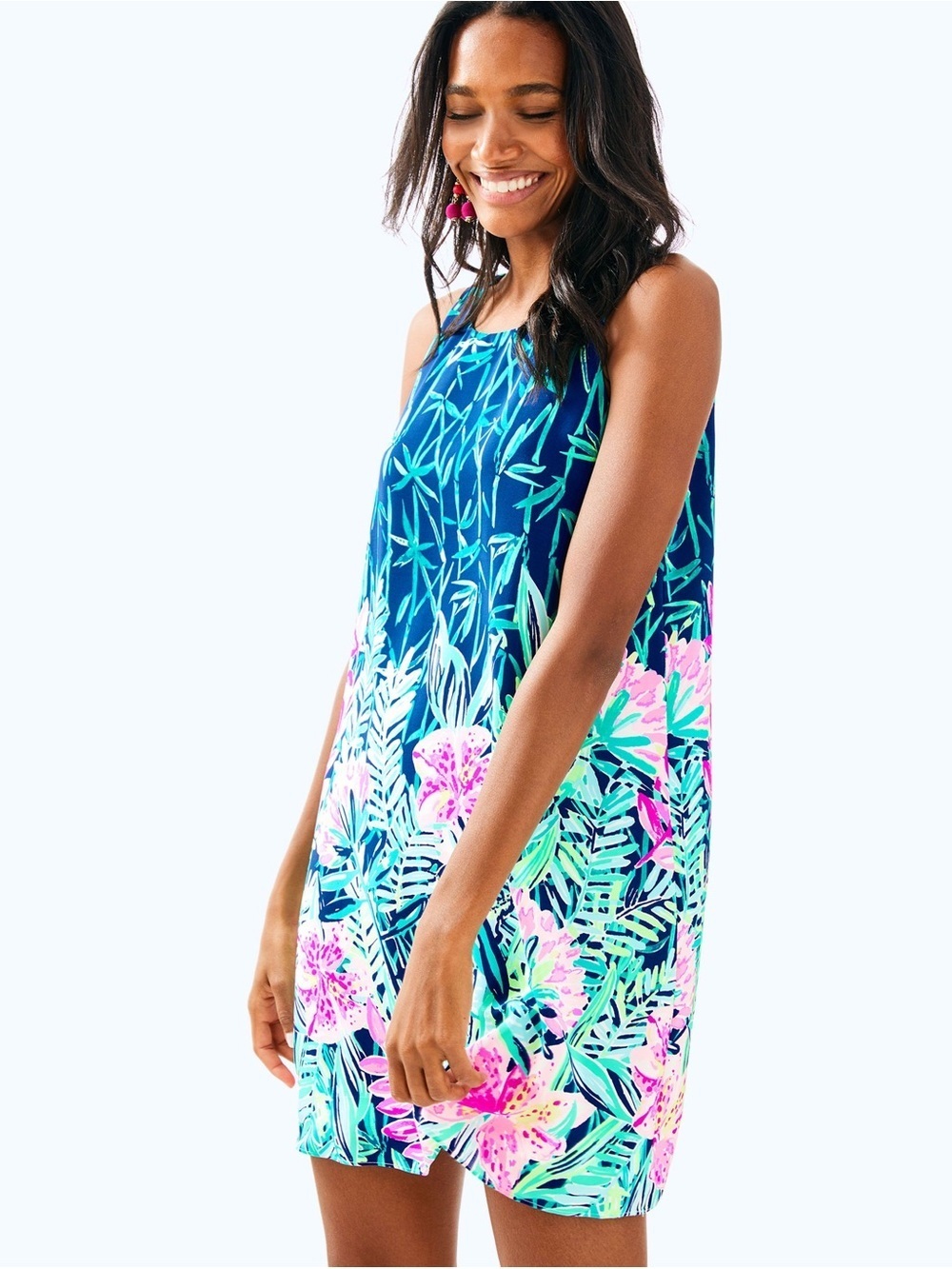 Lilly Pulitzer Blue Tropical Floral Shift Dress